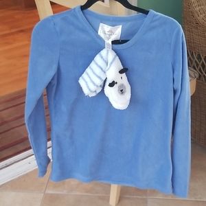 Cornflower blue fleece top with socks small